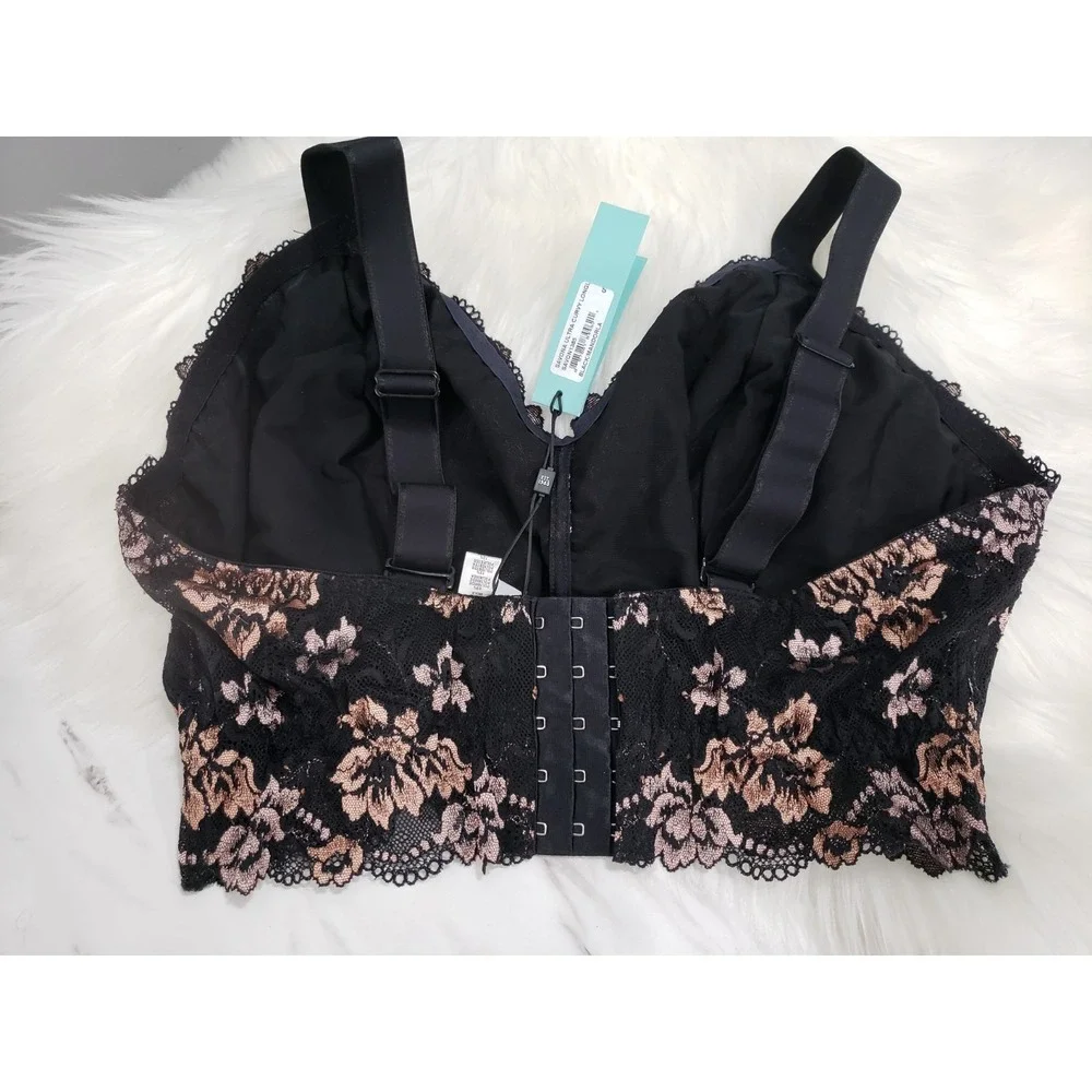 NEW Cosabella Savona Curvy Longline Bralette Black ultra curvy black lace floral